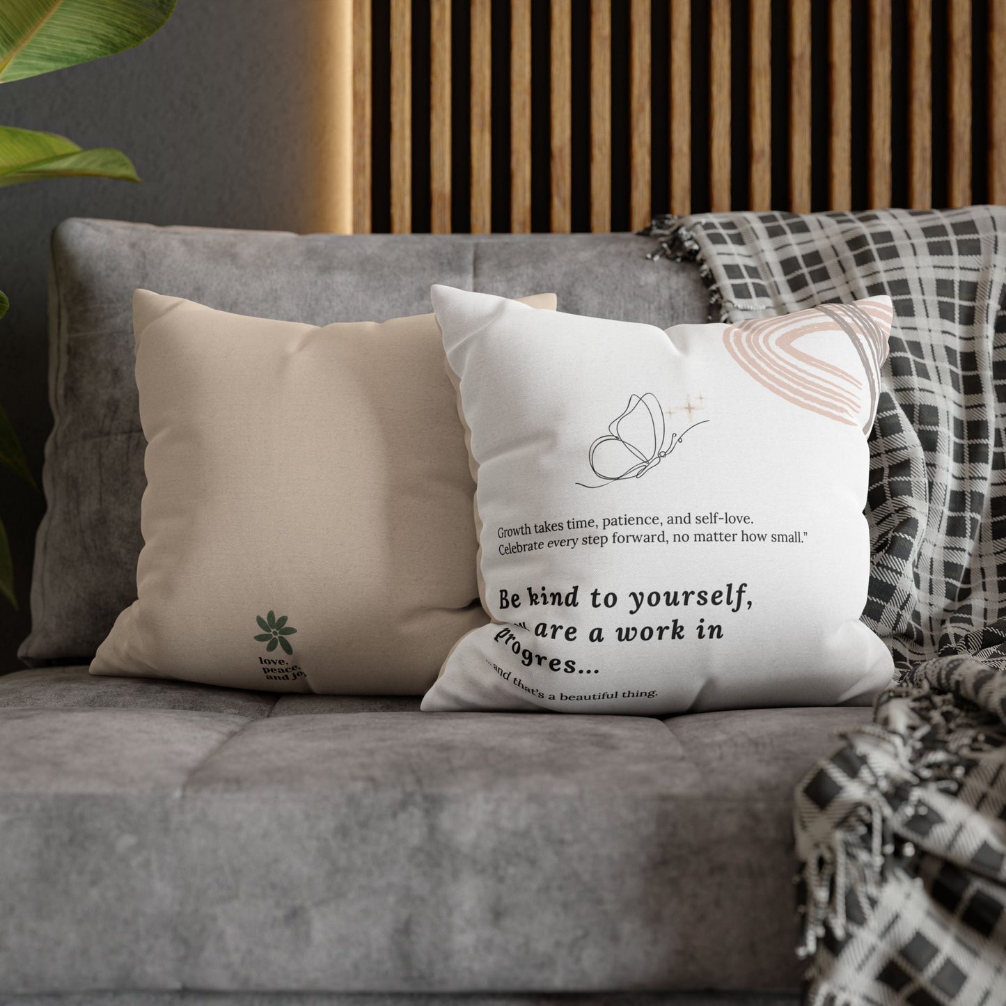 Motivational Pillowcase with Boho and Mid-Century Design | Custom Quote Pillow Cover | Double-Sided Print Home Decor | Gift for Inspiration