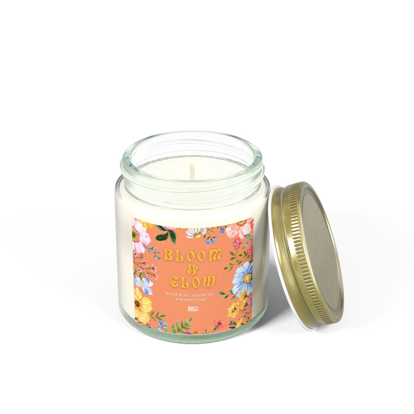 Bloom & Glow Scented Candles - Coconut Apricot Wax (4oz & 9oz) for Relaxation & Aromatherapy