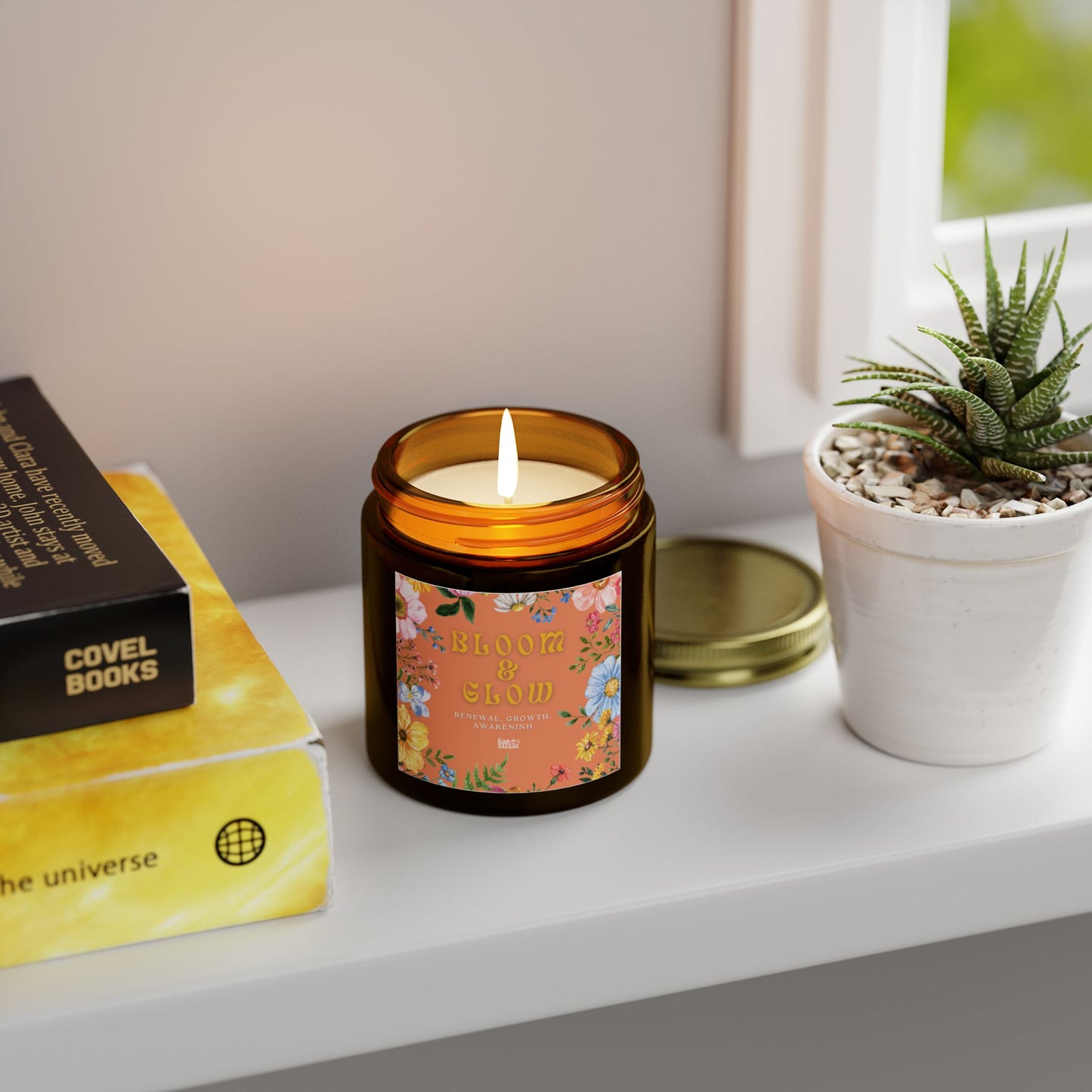 Bloom & Glow Scented Candles - Coconut Apricot Wax (4oz & 9oz) for Relaxation & Aromatherapy