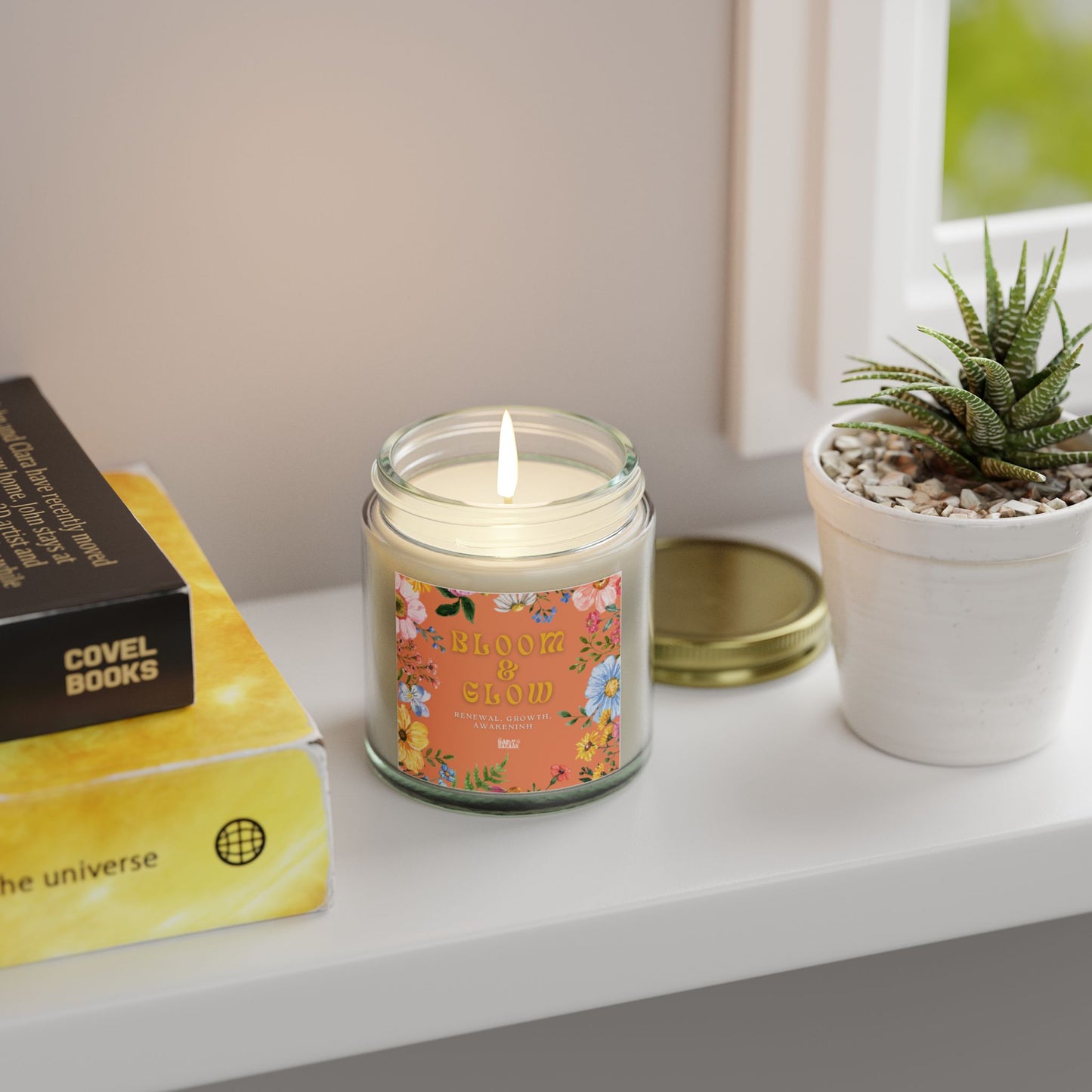 Bloom & Glow Scented Candles - Coconut Apricot Wax (4oz & 9oz) for Relaxation & Aromatherapy