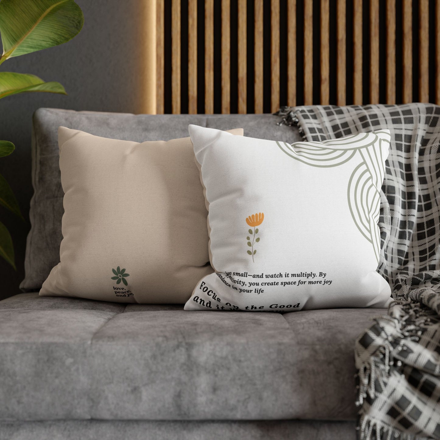 Motivational Pillowcase with Boho and Mid-Century Design | Custom Quote Pillow Cover | Double-Sided Print Home Decor | Gift for Inspiration