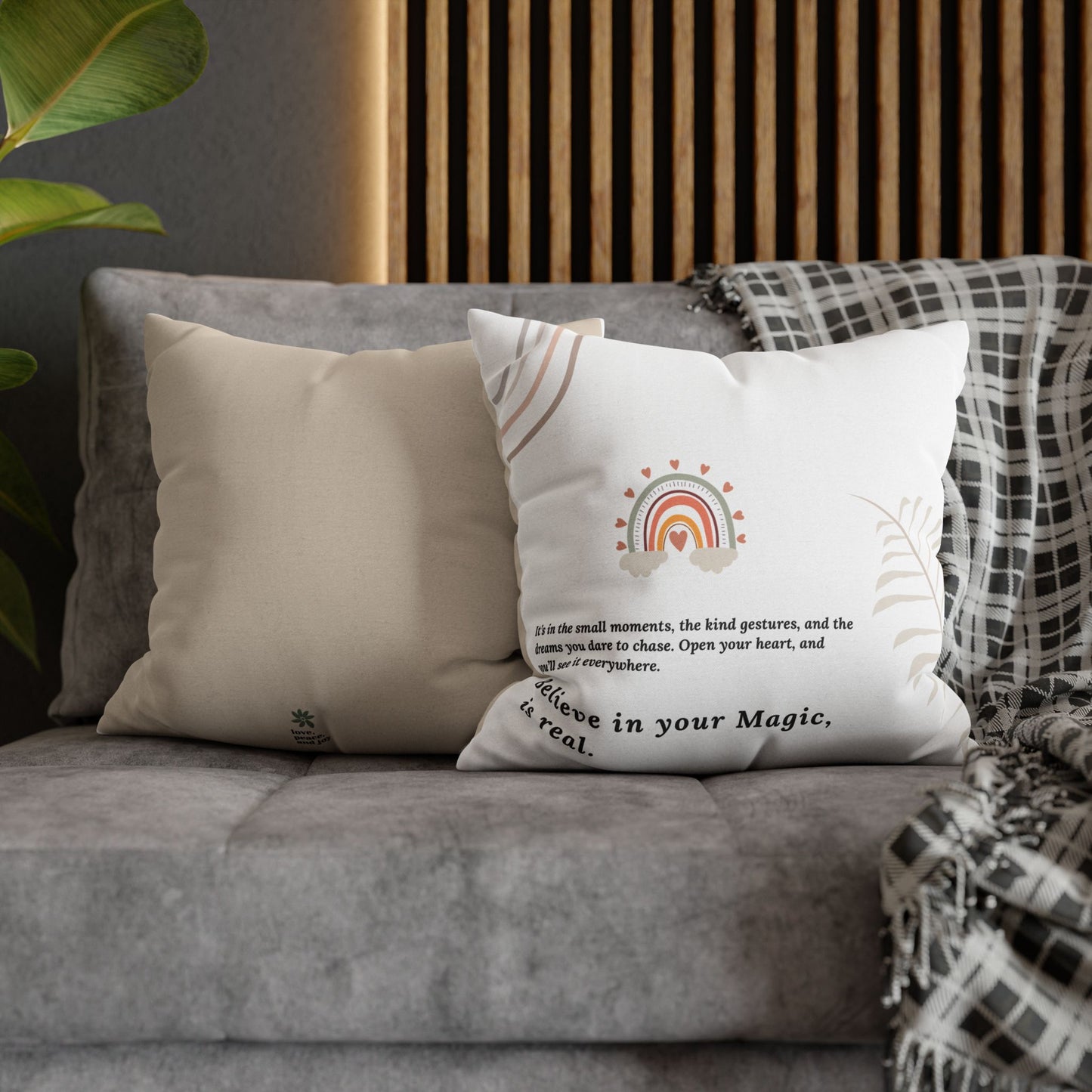 Motivational Pillowcase with Boho and Mid-Century Design | Custom Quote Pillow Cover | Double-Sided Print Home Decor | Gift for Inspiration