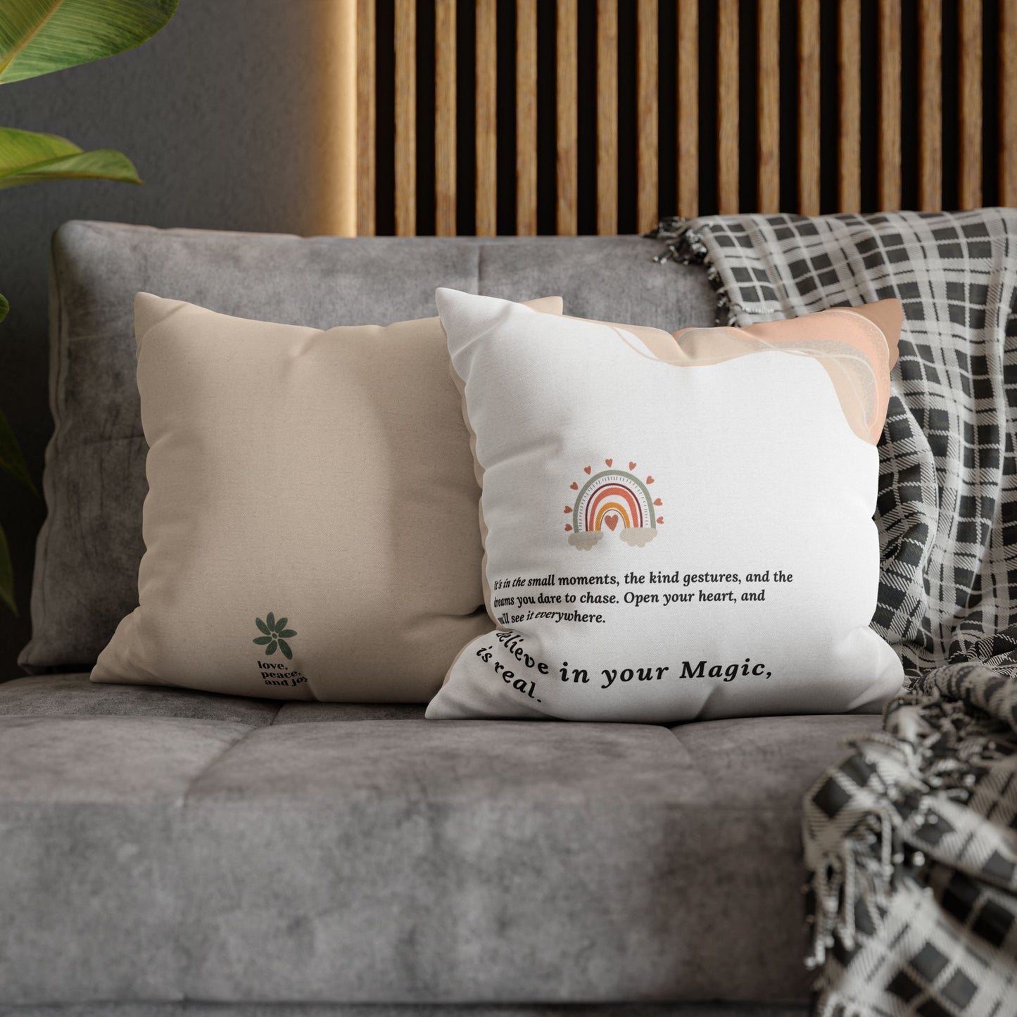 Motivational Pillowcase with Boho and Mid-Century Design | Custom Quote Pillow Cover | Double-Sided Print Home Decor | Gift for Inspiration