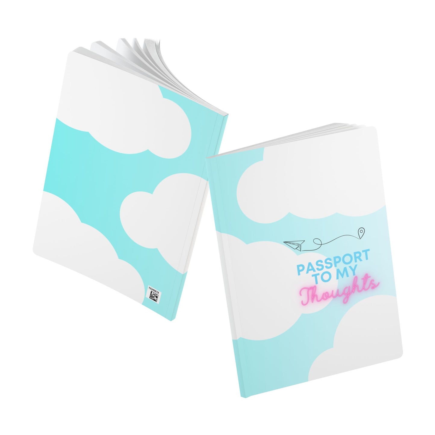 Passport to My Thoughts Softcover Journal - Blue Sky Design with Inside Prints