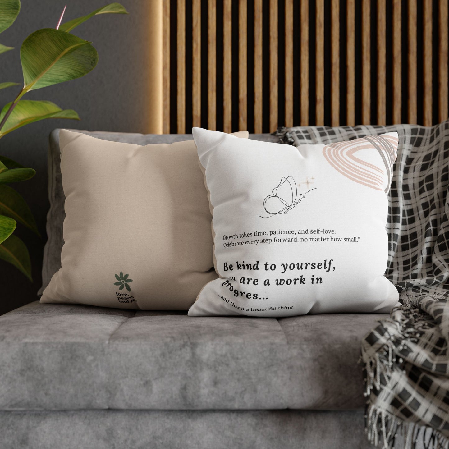 Motivational Pillowcase with Boho and Mid-Century Design | Custom Quote Pillow Cover | Double-Sided Print Home Decor | Gift for Inspiration