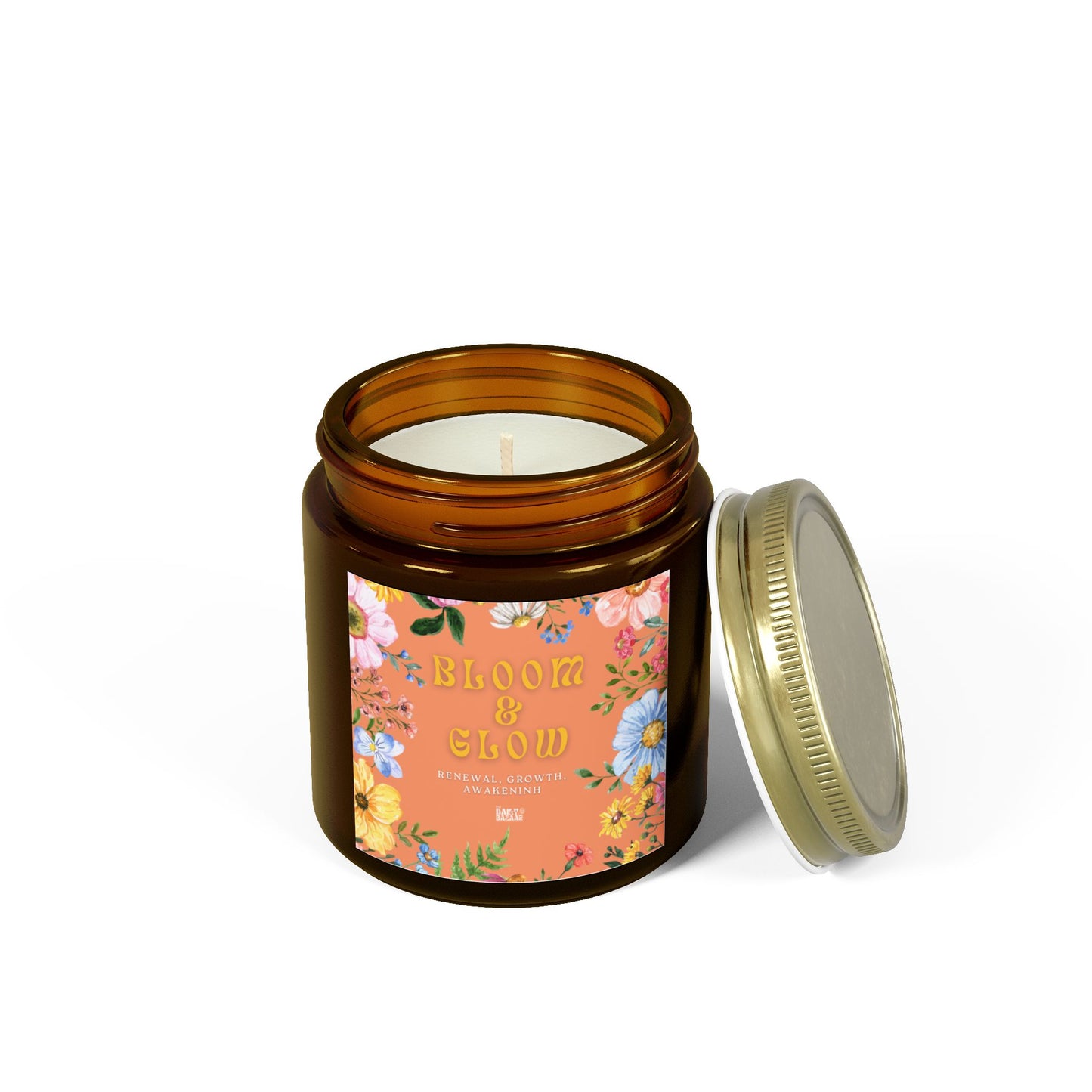 Bloom & Glow Scented Candles - Coconut Apricot Wax (4oz & 9oz) for Relaxation & Aromatherapy