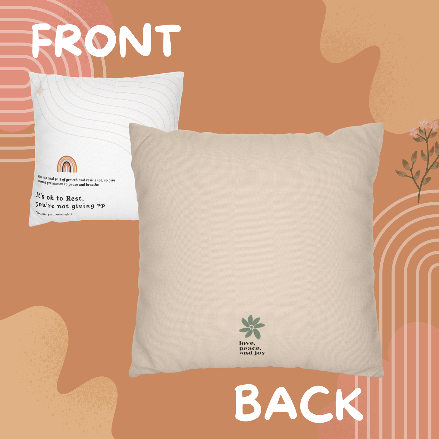 Motivational Pillowcase with Boho and Mid-Century Design | Custom Quote Pillow Cover | Double-Sided Print Home Decor | Gift for Inspiration